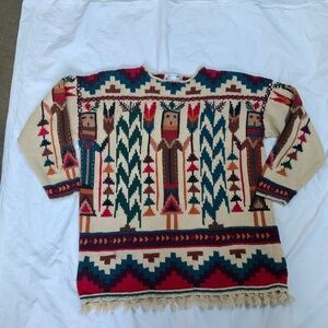 Hand Knit Southwestern Sweater by Knitting Needles (size L)